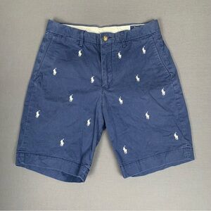 Polo Ralph Lauren All Over Pony Navy Blue Classic Fit Chino Shorts Men’s Sz 28”